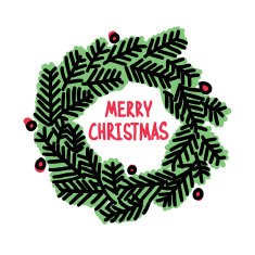 Hand drawn Christmas doodle wreath