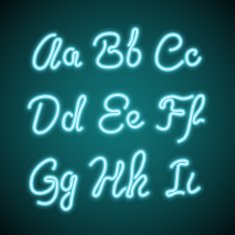 Realistic transparent letters of neon tubes