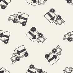 truck doodle seamless pattern background N9