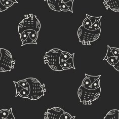 owl doodle seamless pattern background N2