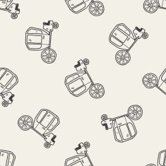 carriage doodle seamless pattern background N2