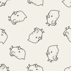chick doodle seamless pattern background N2