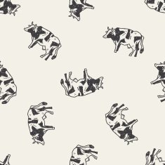 cow doodle seamless pattern background N4