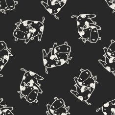cow doodle seamless pattern background N5