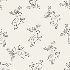 deer doodle seamless pattern background N3