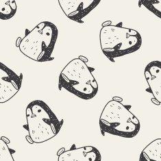 penguin doodle seamless pattern background N3