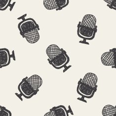 doodle microphone seamless pattern background N12