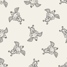griffin doodle seamless pattern background N6