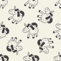 horse doodle seamless pattern background N4