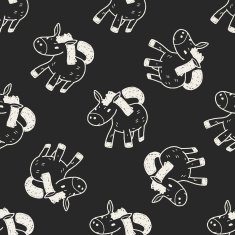 horse doodle seamless pattern background N5