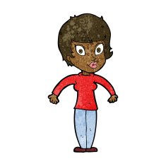 cartoon woman shrugging shoulders N726