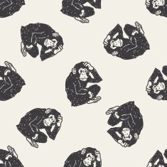 orangutan monkey doodle seamless pattern background N4