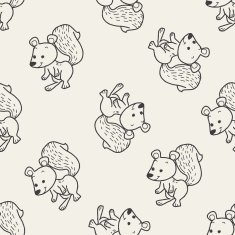 squirrel doodle seamless pattern background N4