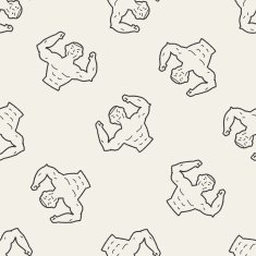 Strong muscle doodle seamless pattern background N8