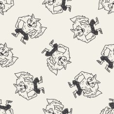 Werewolf doodle seamless pattern background N5
