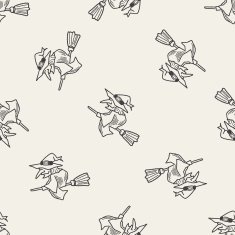 witch doodle seamless pattern background N4
