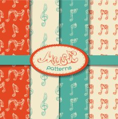 Vector set of seamless retro music patterns