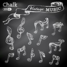 Vector set of chalk music icons