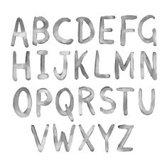 Hand drawn watercolor alphabet N8