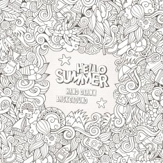 Doodles abstract decorative summer vector frame N5