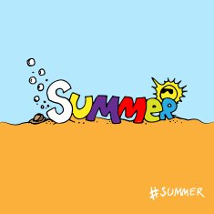 Colored Hand drawn graphical lettering summer
