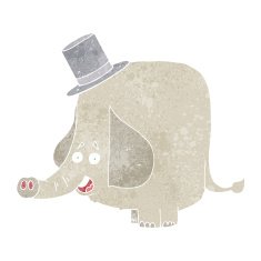 cartoon elephant in top hat N4