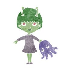 cartoon alien woman N39