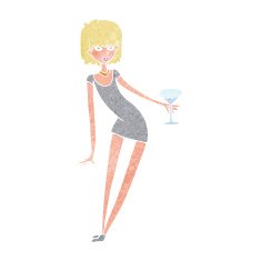 cartoon woman with cocktail N4
