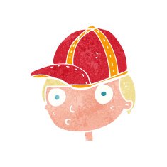 cartoon curious boy wearing cap N4