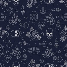 Old School Tattoo Seamless Pattern N2