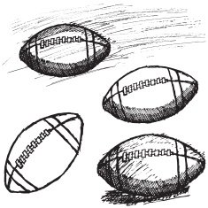 Rugby American Football sketch set isolated on white background