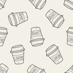 coffee doodle seamless pattern background N4