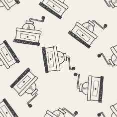 coffee grinder doodle seamless pattern background N2
