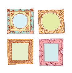 Set of old picture frames hand drawn vector illustration