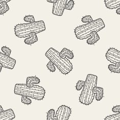 doodle cactus seamless pattern background N3