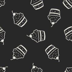 doodle cake seamless pattern background N44