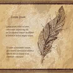 Artistically drawn stylized vector tribal graphic feather