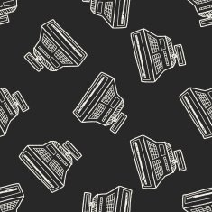 Doodle Checkout Machine seamless pattern background N3