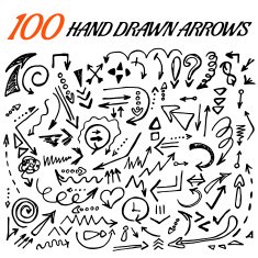 100 hand drawn arrow set made in vector