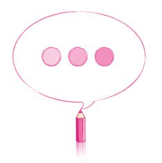 Pink Pencil Drawing Oval Speech Balloon with Ellipsis