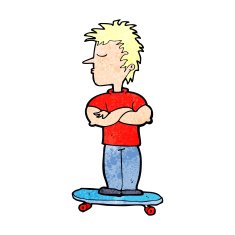 cartoon arrogant boy on skateboard N4