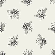 bee doodle seamless pattern background N2