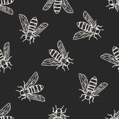 bee doodle seamless pattern background N3