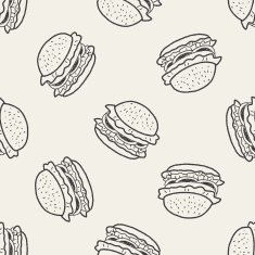 Doodle Hamburger seamless pattern background N4