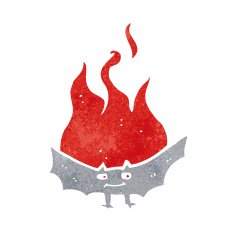 cartoon flaming halloween bat N7