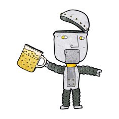 cartoon robot drinking beer N4