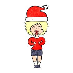 cartoon woman getting ready for christmas N16
