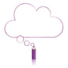 Purple Pencil Drawing Flat Cloud Thought Balloon N2