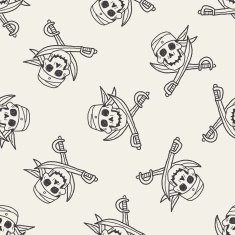 skull and knife doodle seamless pattern background N2