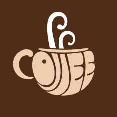 Inscription "Coffee" in a form of coffee cup